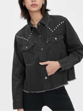 Levi's Daniela Black Stud Western Denim Shirt Jacket
